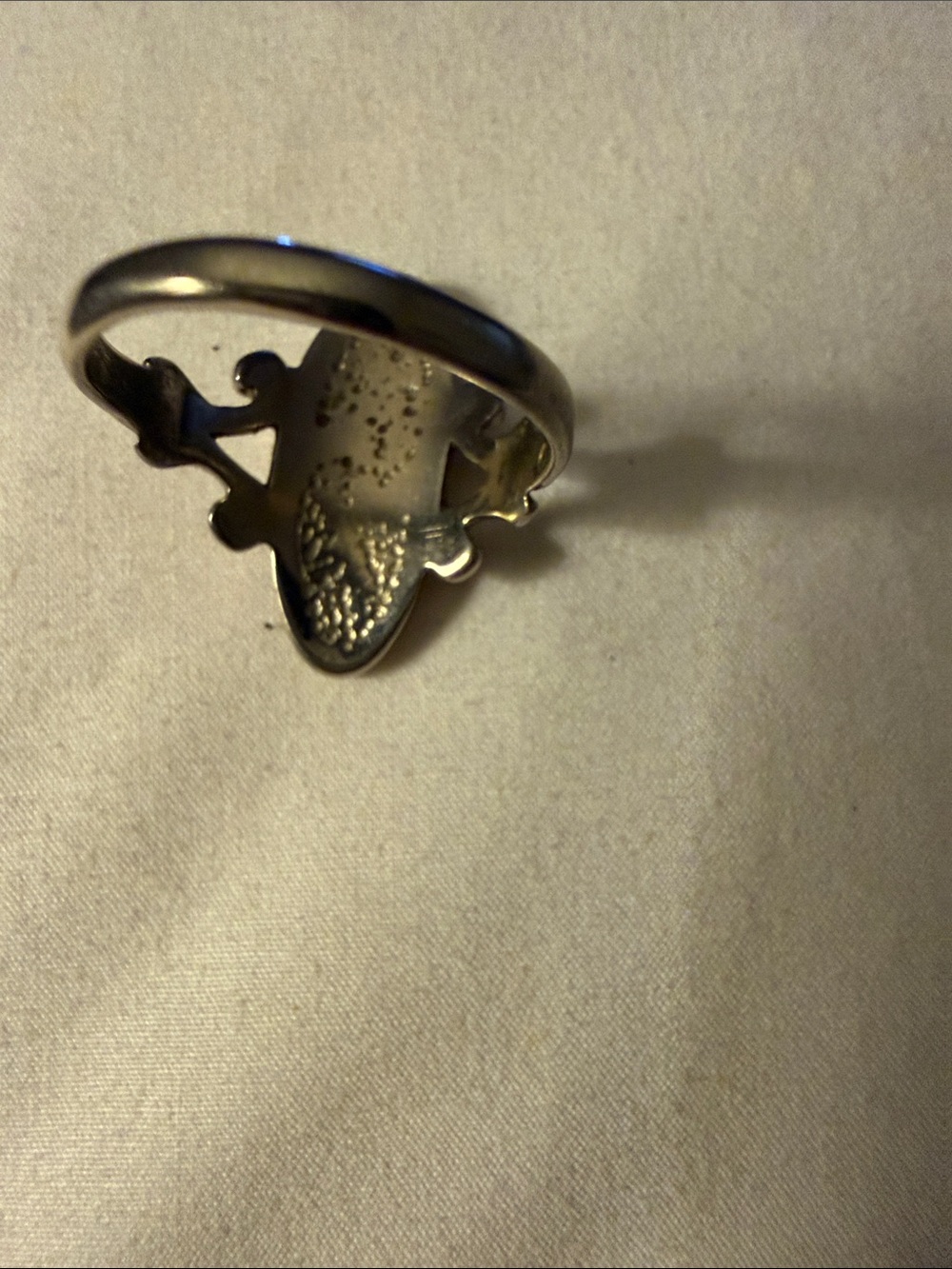 Sterling Silver Oval Green and Black Enamel Statement Ring - Picture 3 of 3